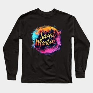 Saint Martin (with Yellow Lettering) Long Sleeve T-Shirt